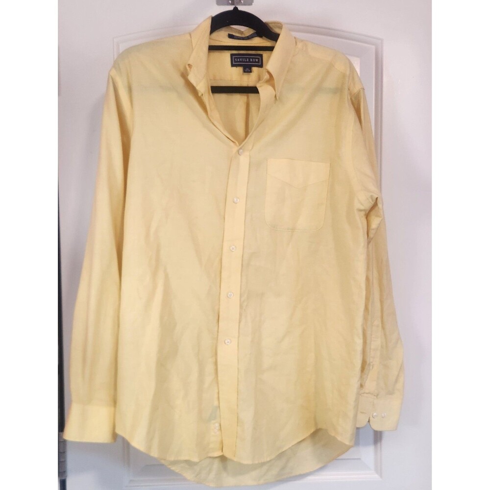 Savile Row Long Sleeve Button Down Wrinkle Free Oxford Shirt Men's Size 16 34/35